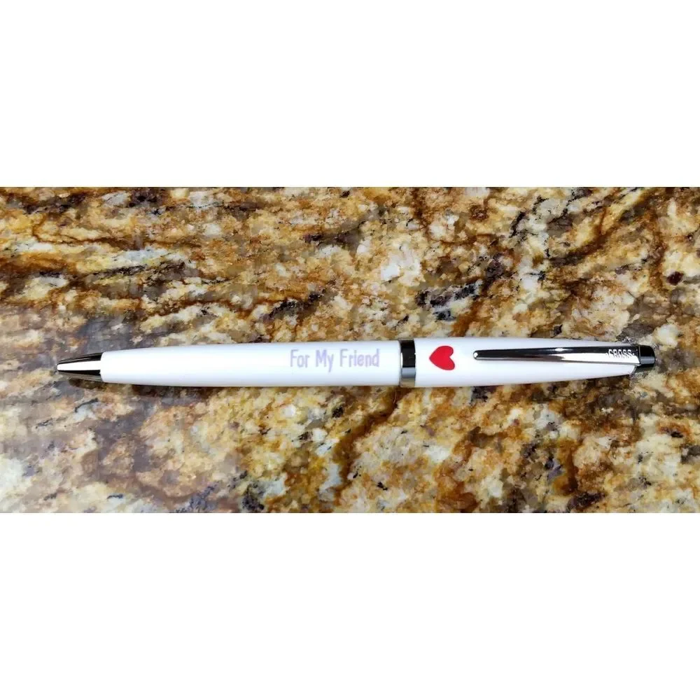 CROSS Solo White & Chrome Twist Ballpoint Pen Hallmark‎ FOR MY FRIEND RED HEART